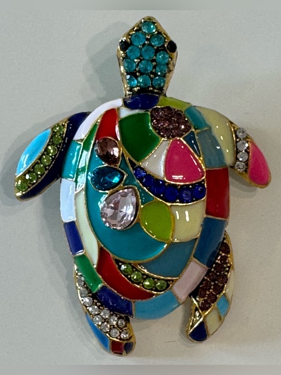 Unbranded Jewelry - NEW Multicolor Sea Turtle Enamel and Crystal Brooch